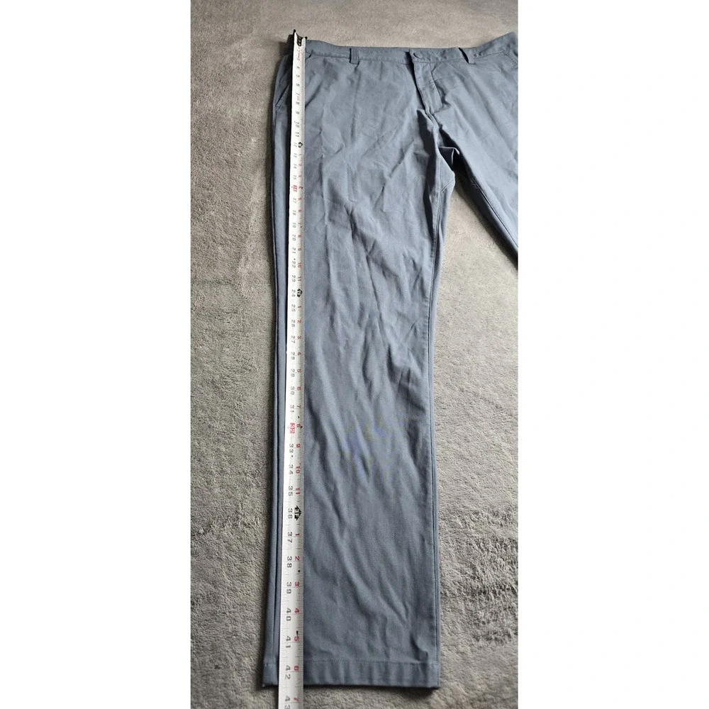 Rhone Commuter Classic Pants Mens 38x32 Gray Blue Slim Fit Straight  Zip Pocket